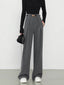 Middle Waist Solid Trendy Pocket Straight Leg Pants Grey / XS Pants