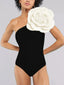 Retro Black Camellia Swimwear One Piece Black / S onepiece-250223