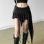 Cross Stitched Denim Skirt Black / S