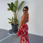 Folwer Print Skirt Three Piece Swimsuit Red / S