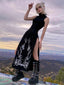Sleeveless Mysterious Full-Length Dress Black / S