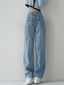 Seam Detail Washed Boyfriend Jeans Blue / S Jeans