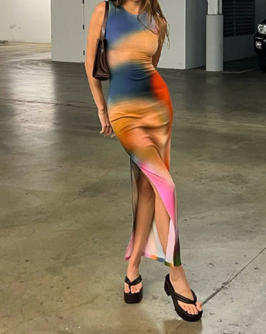 Ombré Maxi Dress with a Split Detail Main image