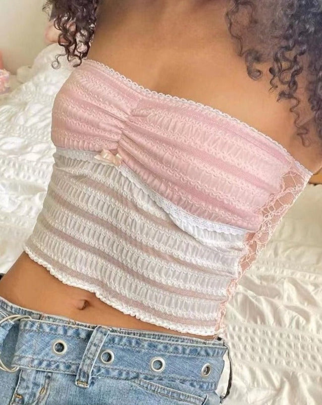 Lace Strapless Top with Ruffle Details Main image