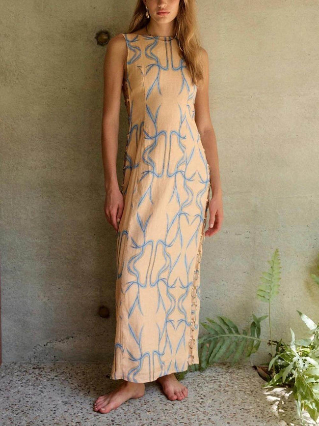 Printed Sleeveless Midi Dress Main image