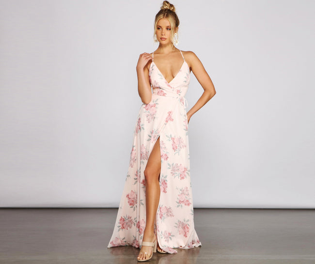 Anna Floral Chiffon A-Line Dress - Lady Occasions Main image