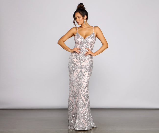 Cordelia Formal Sequin A-Line Dress - Lady Occasions Main image