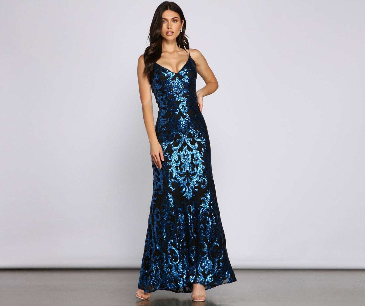 Lila Formal Open Back Sequin Mermaid Dress - Lady Occasions