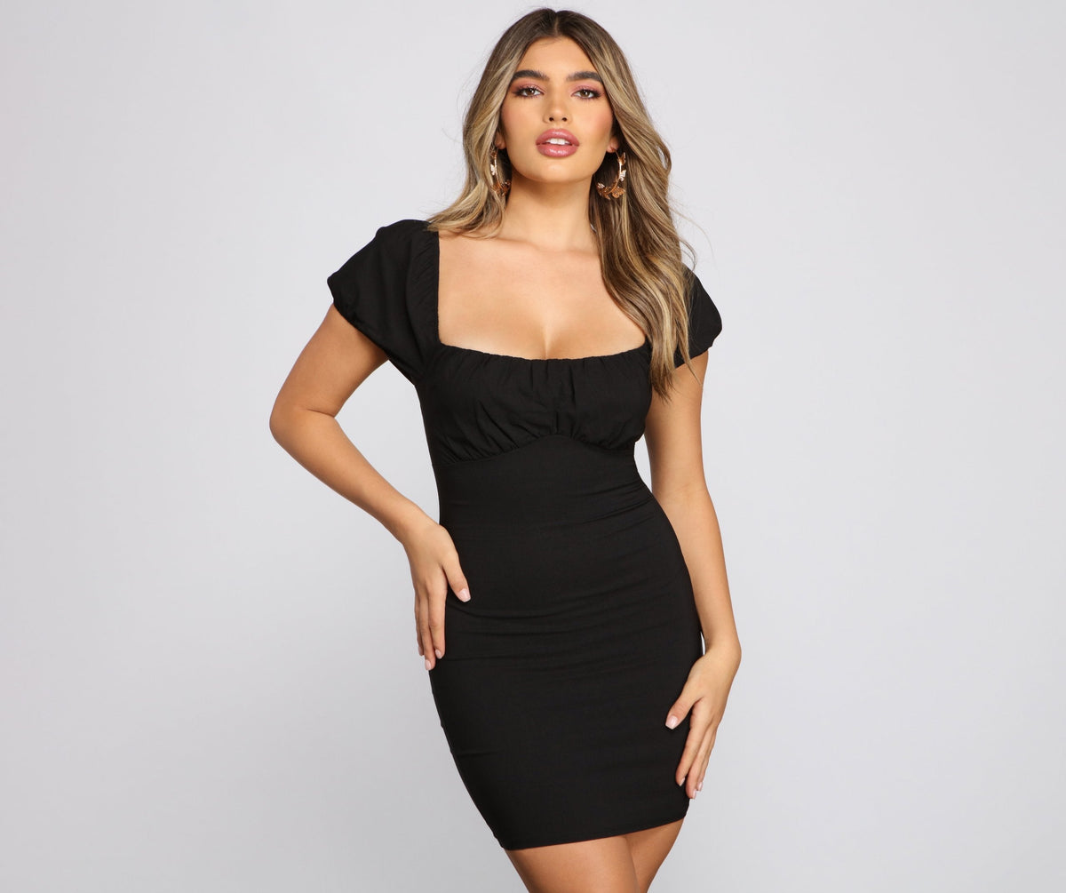 Iconic Glam Puff Sleeve Mini Dress - Lady Occasions