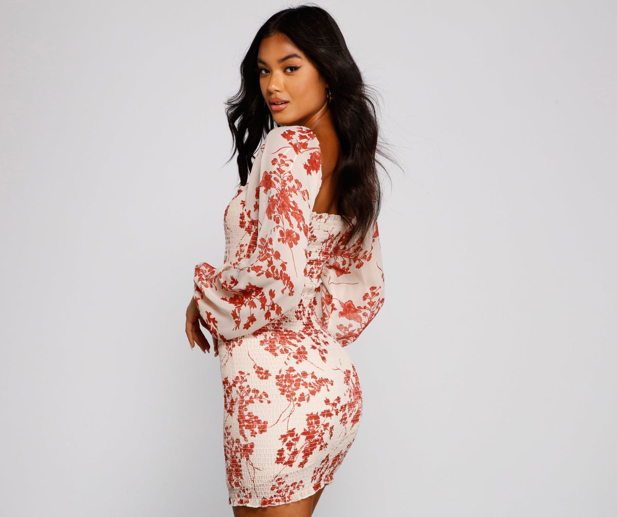 Floral Smocked Dress with a Sweetheart Neck