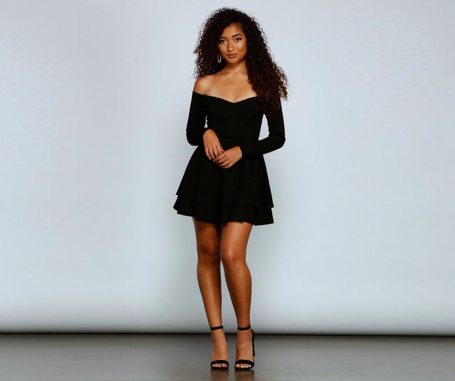 Double The Glam Crepe Skater Dress - Lady Occasions Main image