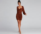 Ruched Mini Dress with a Sweetheart Neck