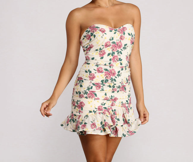 Floral Feels Ruffle Mini Dress - Lady Occasions Main image