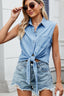 Denim Washed Cropped Blouse