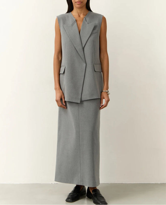 Gray Relaxed-Fit Sleeveless Two-Piece Set Main image