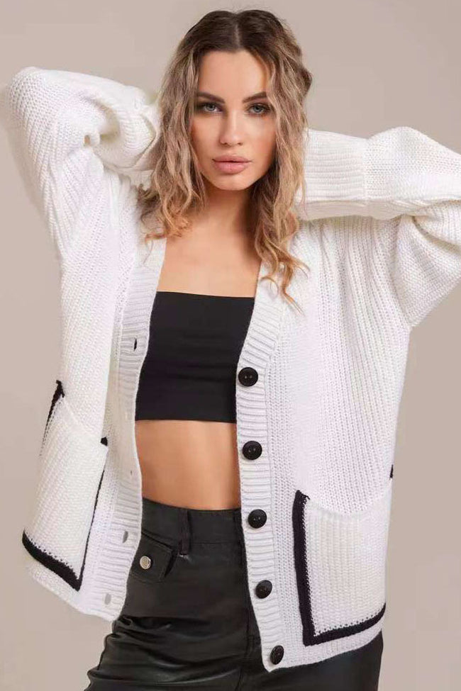 V-Neck Knit Pocket-Detail Cardigan Main image