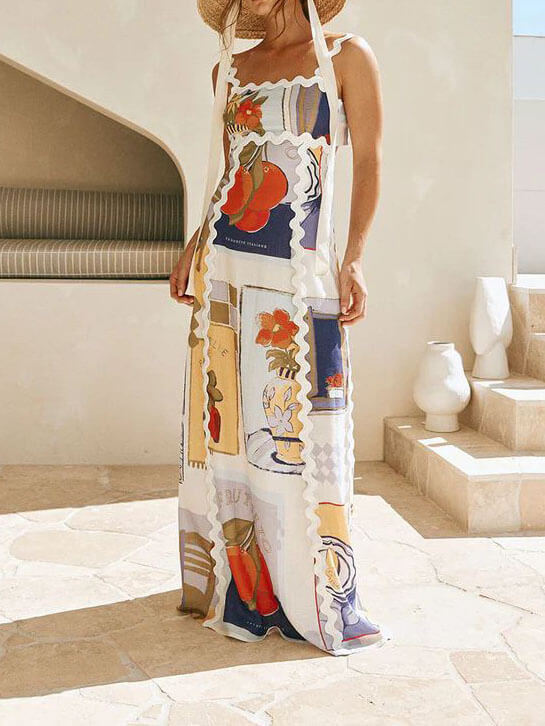 Printed Spaghetti-Strap Maxi Dress Main image