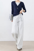 High Waist Loose Straight Leg Jeans White / S