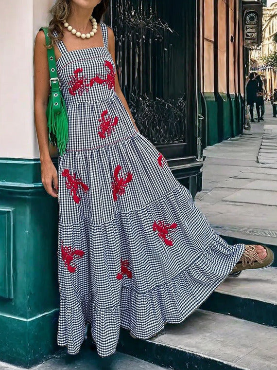 Embroidered Strappy Midi Dress Main image