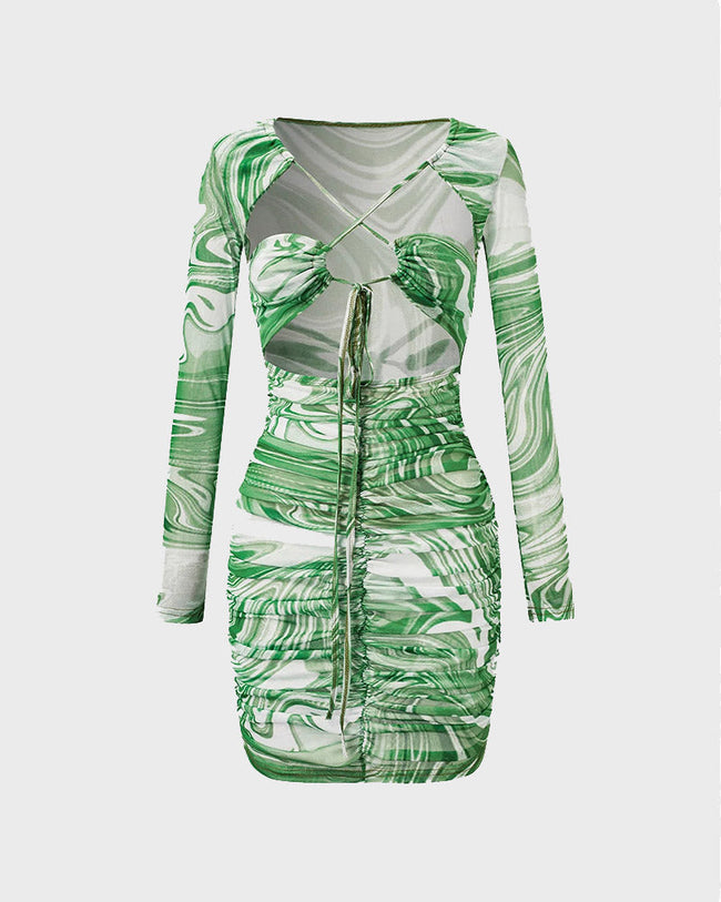Printed Strappy Dress with a Halter Neck Main image