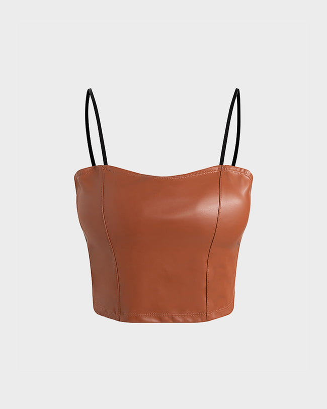 Faux-Leather Strappy Cami Top Main image