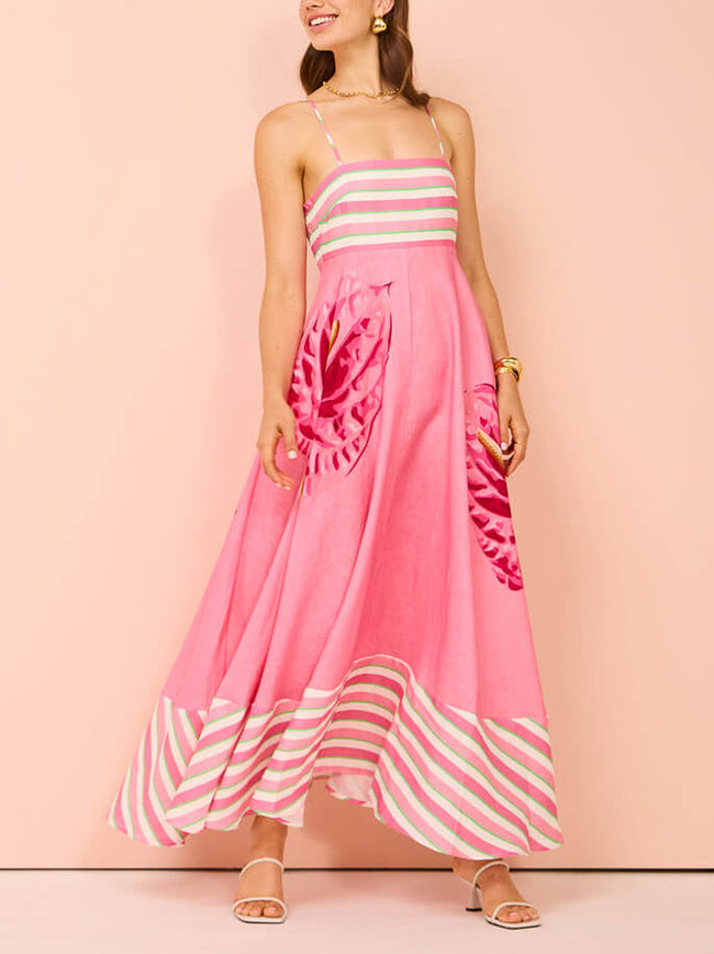 Floral Strappy Dress with Panel Details Main image