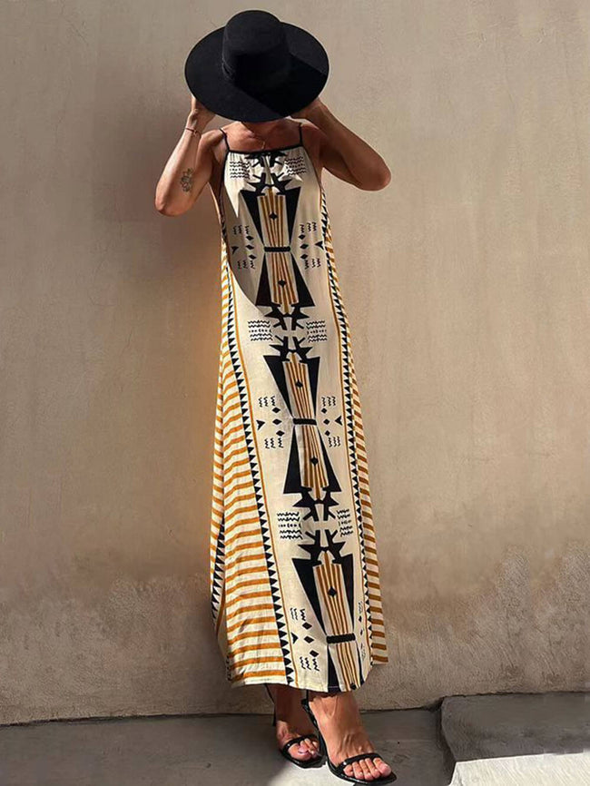 Printed A-Line Open-Back Maxi Dress Main image
