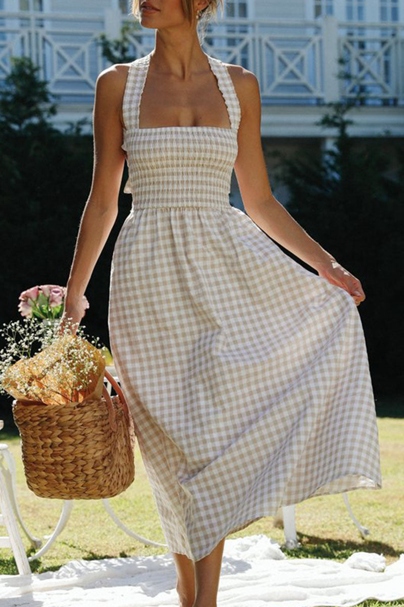 A-Line Open-Back Dress with an Off-Shoulder Neck