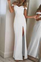 Off-Shoulder Open-Back Asymmetric Dress