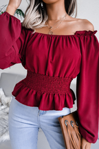 Slit-Detail Top with an Off-Shoulder Neck