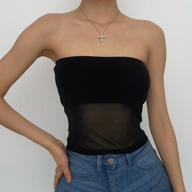 Strapless Open-Back Mesh Top Main image