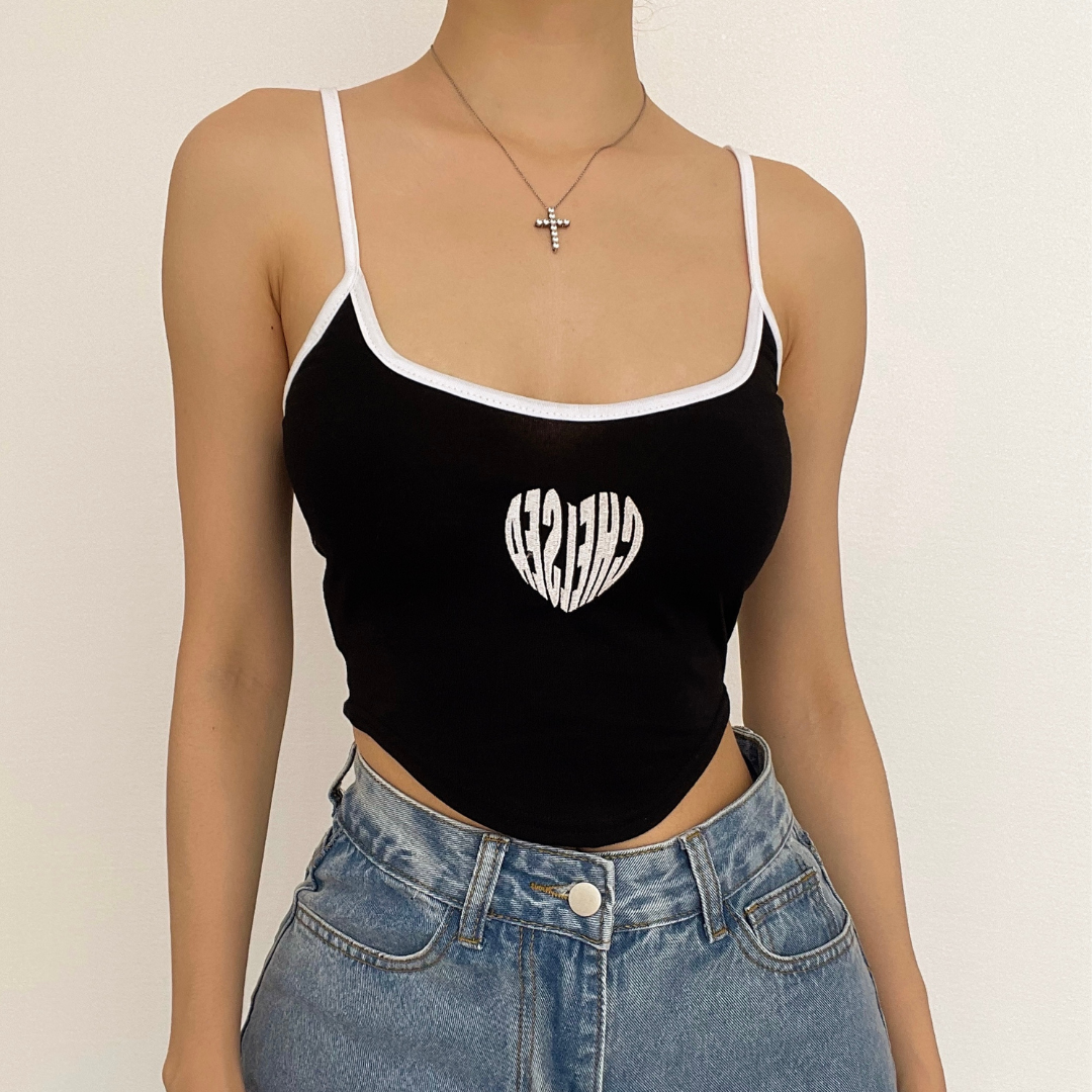Cropped Strappy Printed Cami Top