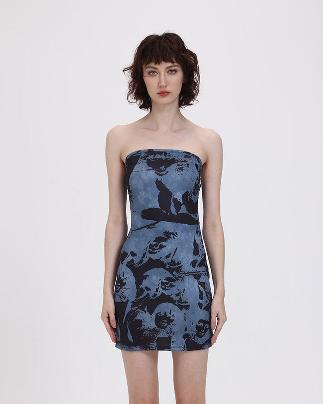 Bodycon Distressed Dress with Graffiti Graphics Main image