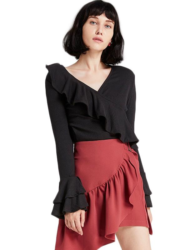 Pink Asymmetric Shirt with Ruffle Details Main image