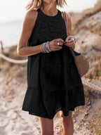 Halterneck Lace A-Line Mini Dress with Panel Details