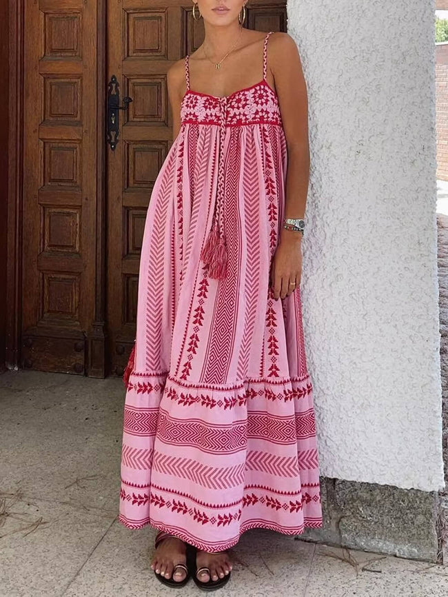 Crochet Maxi Slip Dress with Panel Details Main image