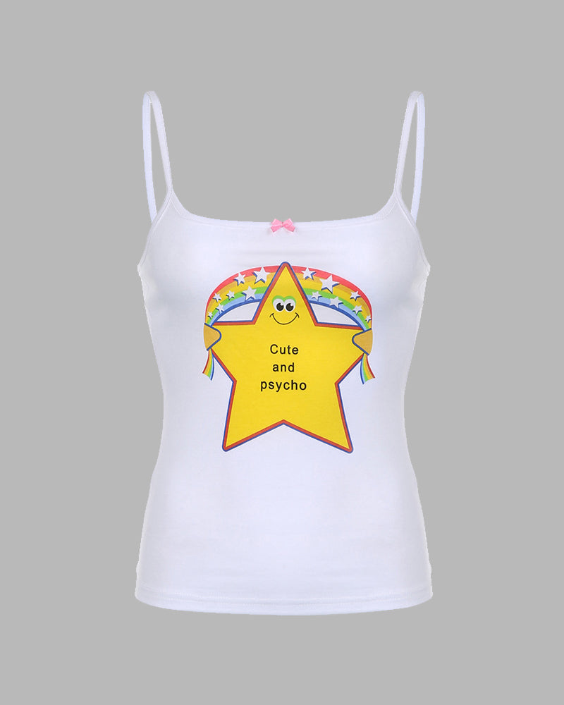 Strappy Cami Top with Star Motifs