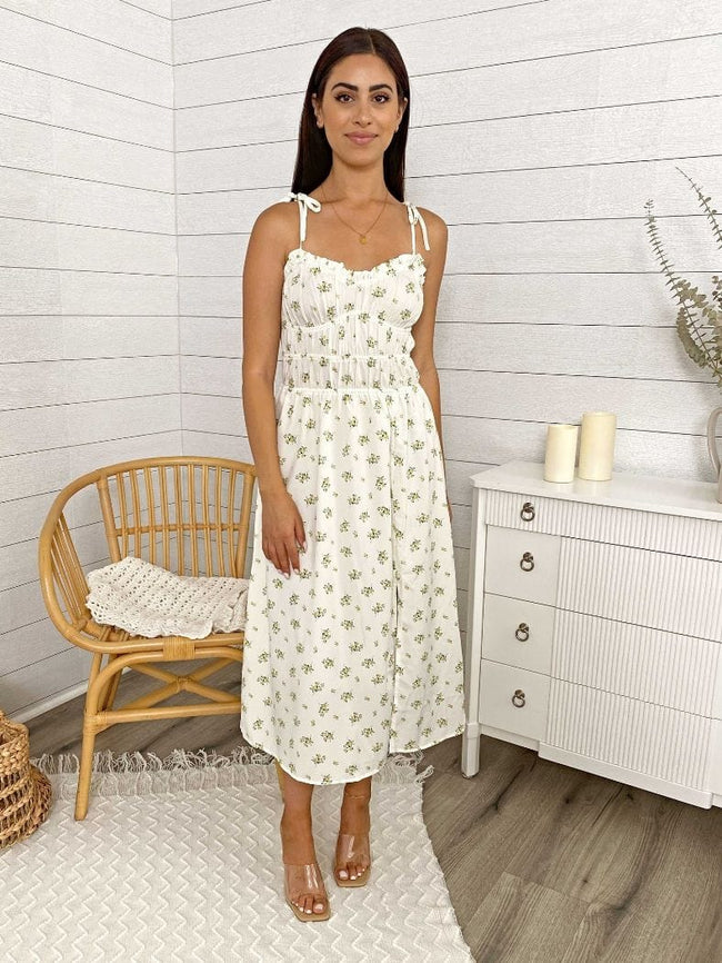 Strappy Bow-Detail Midi Dress with a Split Detail Main image