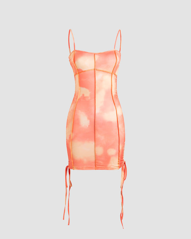 Tie-Dye Strappy Short-Sleeve Dress Main image