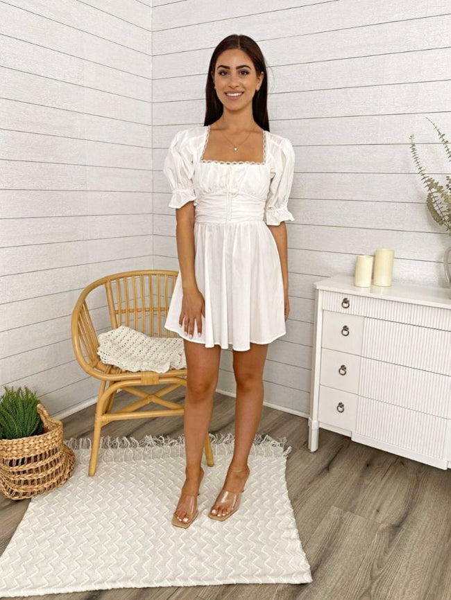 Lace Puff-Sleeve Mini Dress Main image