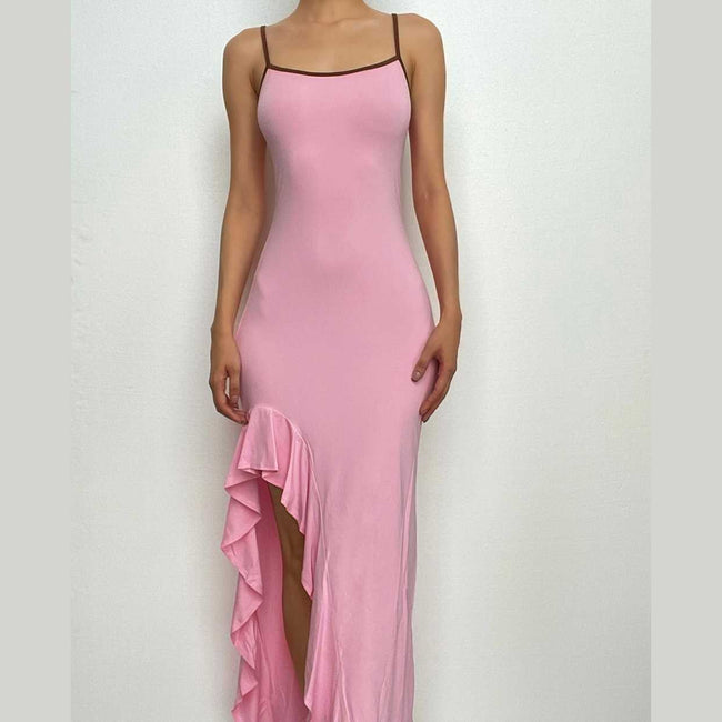 Scoop-Neck Strappy Ruffled Maxi Dress with an Open Back Main image