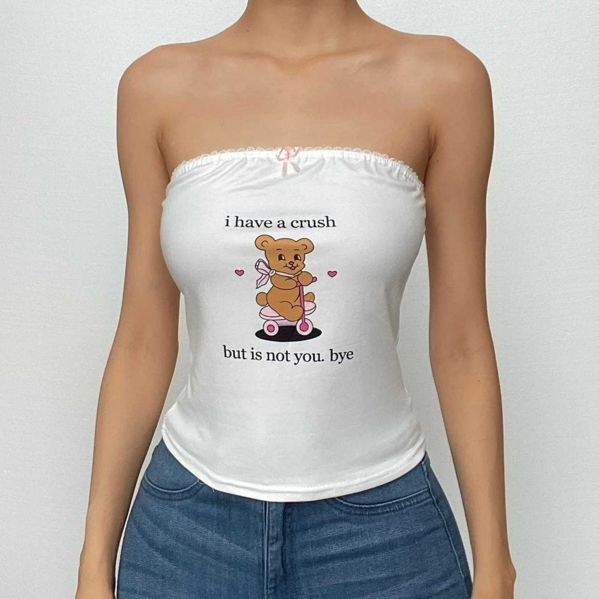 Lace Strapless Open-Back Top
