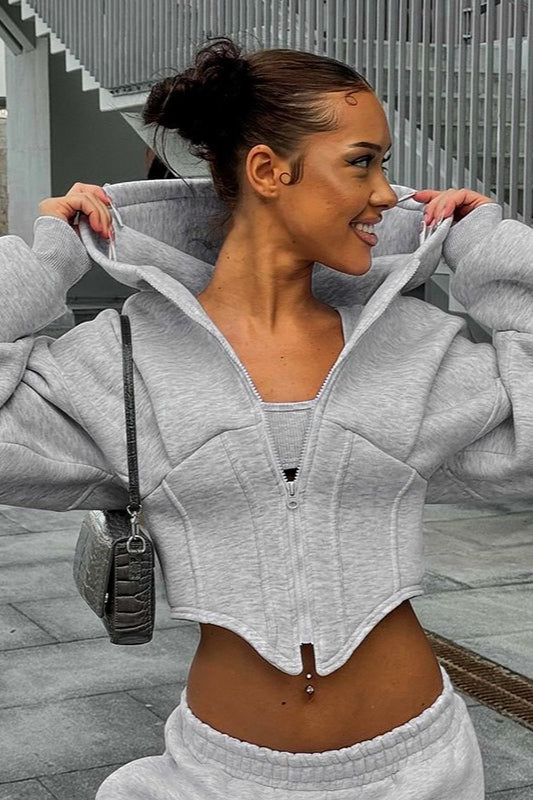 Hooded Hoodie with Zip Details Main image