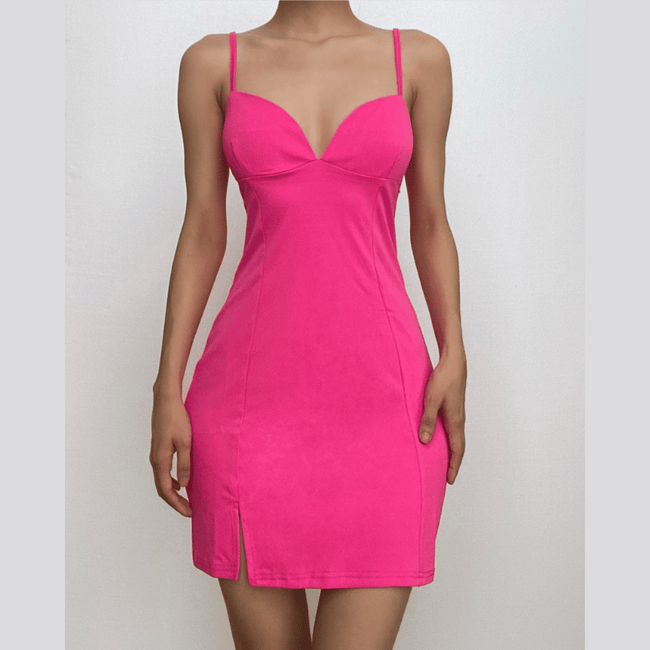 V-Neck Strappy Open-Back Mini Dress with a Split Detail Main image
