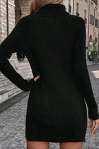 Slim Fit Long Sleeve Knit Sweater Dress