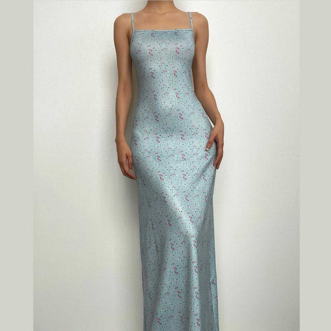 Floral Square-Neck Strappy Maxi Dress with an Open Back Main image