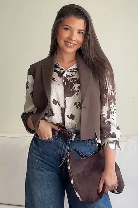 Satin Oversized Animal-Print Blouse Main image