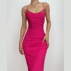 Square-Neck Strappy Open-Back Midi Dress