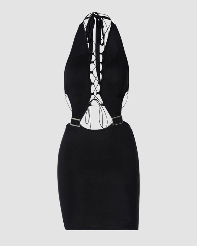 Open-Back Dress with Ribbon Details Main image