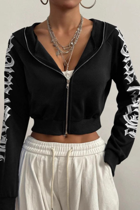 Printed Hoodie with Zip Details Main image